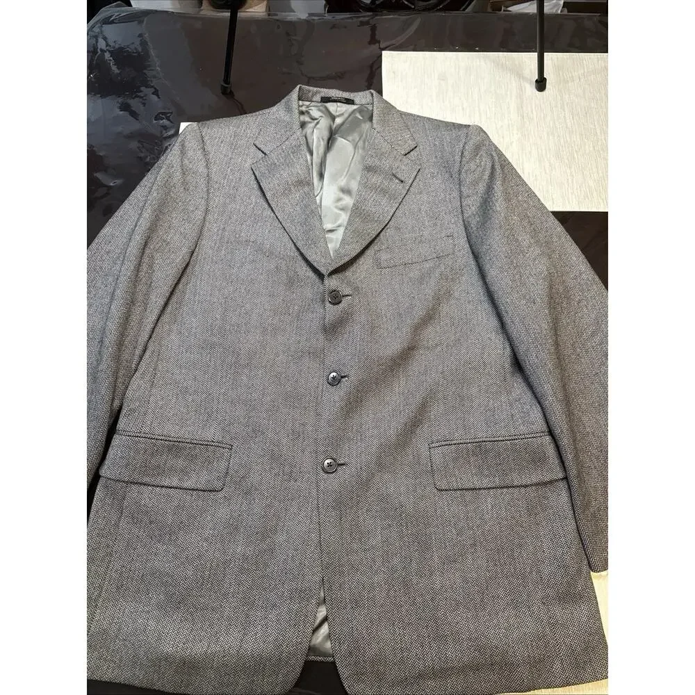 Hart Schaffner Marx Blazer Men 42R Herringbone Three Button - Picture 1 of 14